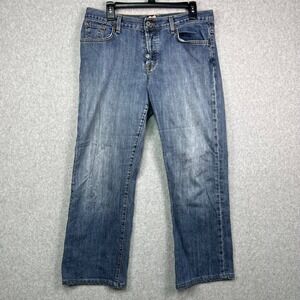 Lucky Brand Jeans Women's 12/31 Blue Denim Straight Leg Mid Rise 34x27.5